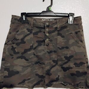#7 Camouflage Button-Front Skirt